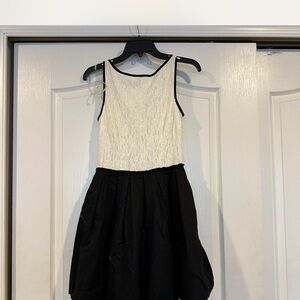 Elegant Black and White Lace Dress